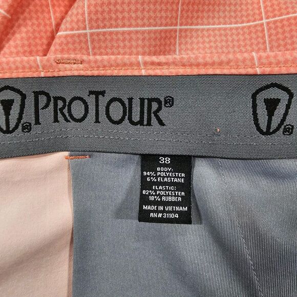 Pro Tour Shorts MENS SIZE 38 Cool Play Plaid Flat Front Golf Pink - Picture 8 of 10